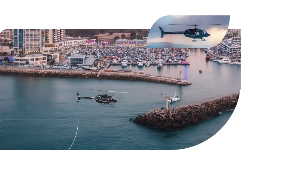 מסלול טיסה משפחתית במסוק מעל מרינה הרצליה